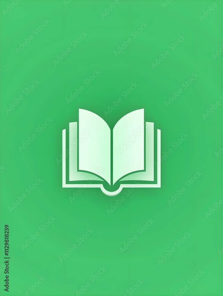 Wall mural a book icon with a green background