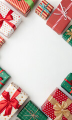 Christmas gift box white background, AI generated