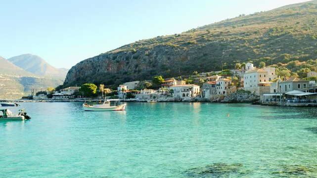Peaceful scenic fishing port Limeni Mani Peloponnese