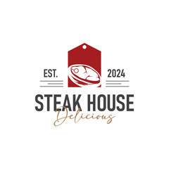 Vintage barbecue grill illustration template fresh meat logo design