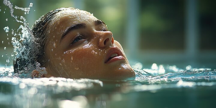 Athlete Stretching and Swimming at Pool Focusing on Fitness Water Sports Health and Cardio Endurance