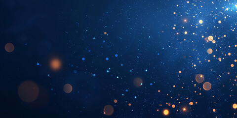 Obraz premium Bright Full Moon and Twinkle Stars in Dark Blue Night Sky Banner. Abstract image of brilliant full moon and glowing stars in the dark blue night sky for background, banner or poster