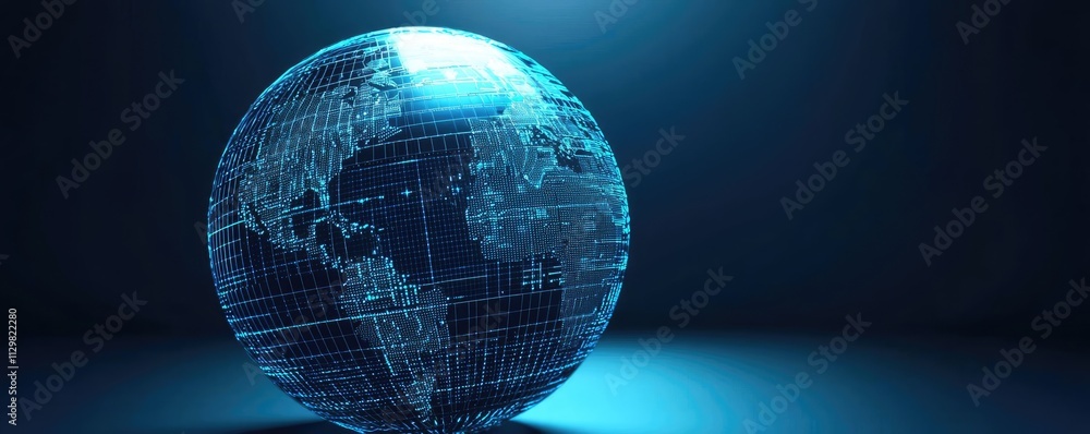 Poster map atlas concept. a digital globe representation highlighting interconnected global networks.
