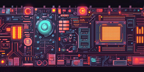 Obraz premium Electronics Banner. Electronics Circuit Board - good for Banner and Website Design 
