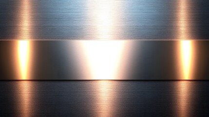 Brushed metal texture with glowing orange highlights.