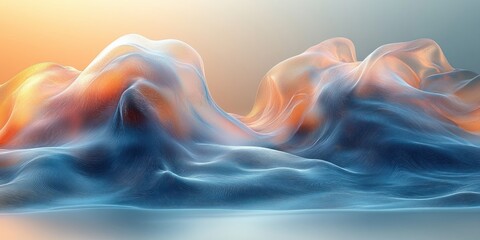 Abstract Wave Liquid Design Iridescent Flowing Shape on Gradient Background