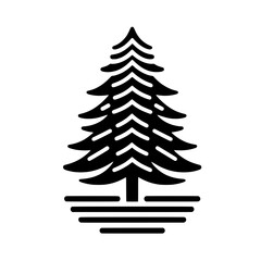 Stylized Pine Tree vector illustration isolated with bold silhouette, great for eco-friendly or nature-based designs
