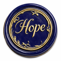 Blue Wax Seal with "Hope" Text and Golden Ornamental Design