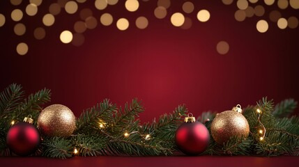 Festive Christmas decorations with ornaments and lights