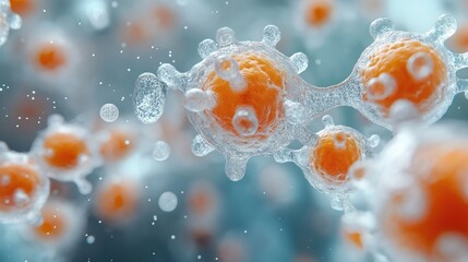 Microscopic view of cells. Cellular aging, oxidative stress visualized. Differences in young, old cells shown. Changes in structure, size visible. Focus on aging effects. Illustration useful for