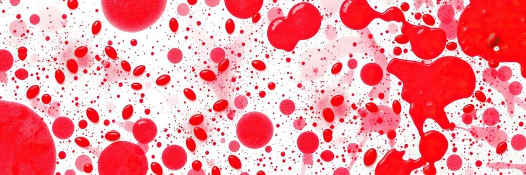 Watermelon splatter on a vibrant red background with seeds and juice mixed in, summer, abstract