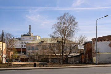 Urban landscape of the industrial part of Nizhny Novgorod in spring