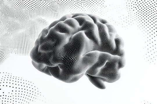 Abstract brain formed with dot patterns
