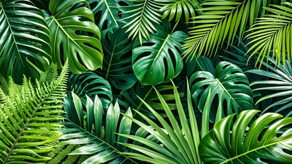 Wooden Tabletop with Lush Tropical Greenery in a Sunlit Jungle Scene