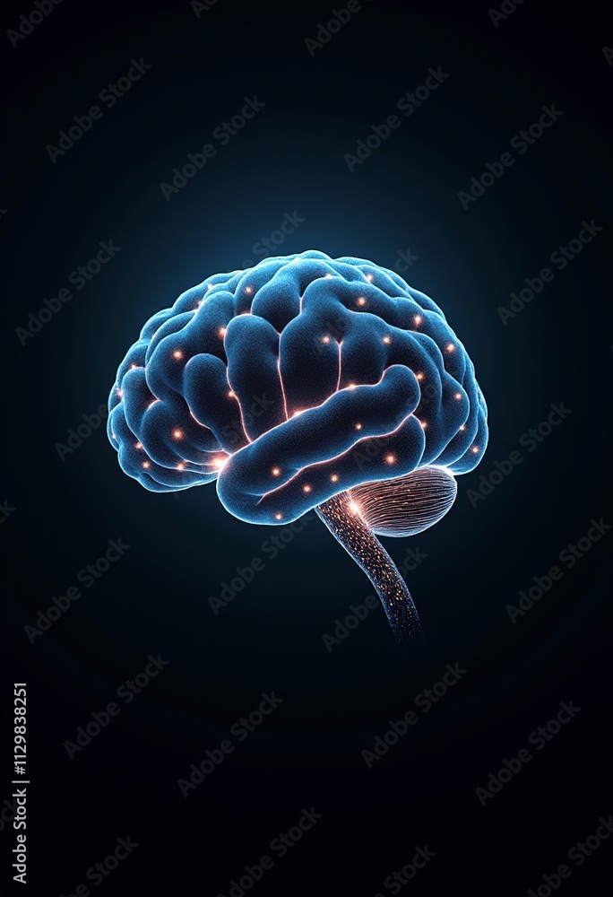 Poster abstract ai artwork: symmetrical neural network with pulsing connections