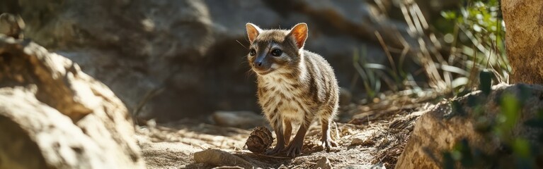 Young Mountain Viscacha Stands Among Rocks