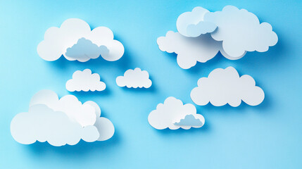 Creative paper clouds on a light blue background celebrating a cheerful Valentine's Day atmosphere