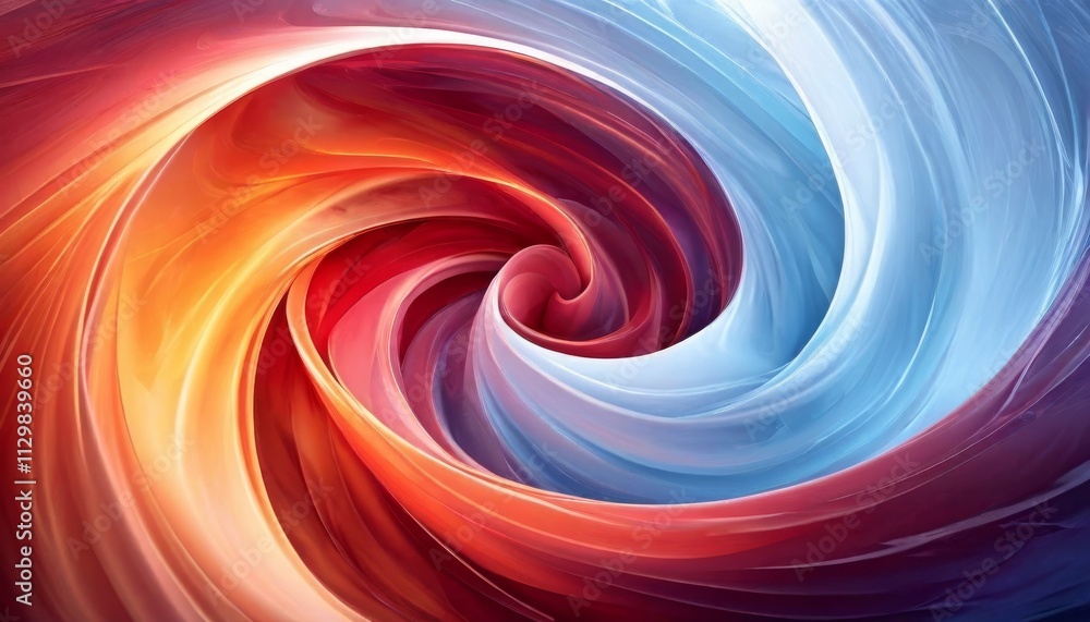 Poster a dynamic abstract design with swirling shapes in vivid red, orange, and blue tones. the vibrant col