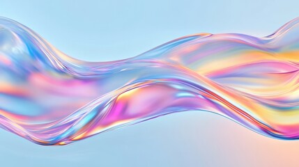 Naklejka premium A macro shot of a liquid wave with dynamic, metallic reflections and rainbow gradients, captured mid-motion