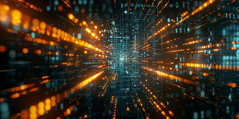 Obraz premium Digital data flow in motion,