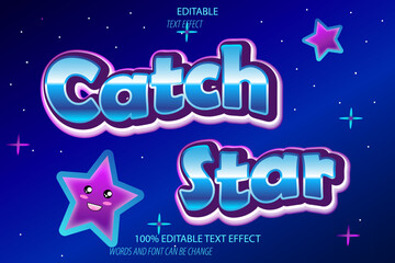 catch star editable text effect 3d emboss modern style