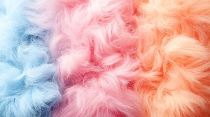 A stunning arrangement of soft, fluffy textures showcases trendy mocha colors, blending shades of blue, pink, and orange. This artistic composition invites the viewer to feel its warmth