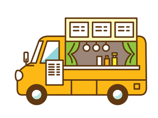 シンプルでかわいいキッチンカーのイラスト