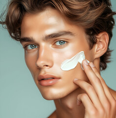 portrait of man with perfect skin and makeup