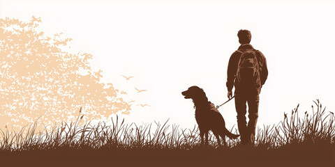 Pet dog training banner. Website banner of pet dog training silhouette 