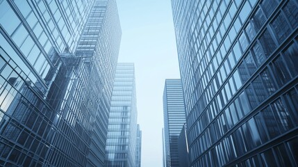 Fototapeta premium cinematic scene front view of cyber city with moder minimalistic cyber high-tech buildings high-texture professional arhictecture artwork style breathtaking 