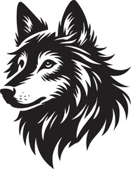 A alert wolf cute silhouette with pointed ears black vector