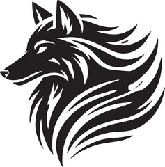 Obraz premium A alert wolf cute silhouette with pointed ears black vector