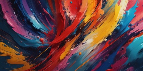 Abstract oil paint background with bold multicolored strokes and mixed media elements , mixed media, oil