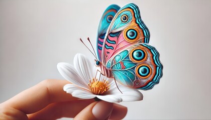 Beautiful butterflies and white flowers , white background 