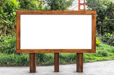 Promotional blank billboard display urban park marketing visuals natural scenery ground level creative advertising concept