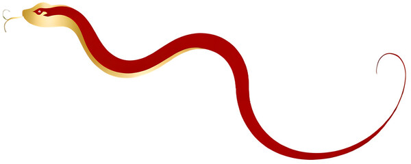 Elegant Snake Illustration in Gold and Red Colors for 2025 year