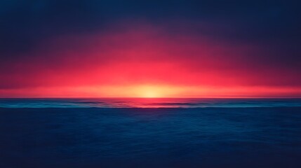 Obraz premium Vibrant Sunset Over a Calm Ocean Horizon