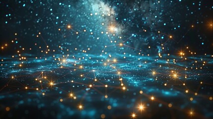 Fototapeta premium Abstract network connection, glowing nodes and lines.