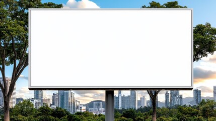 Fototapeta premium Billboard advertising opportunity urban cityscape digital marketing content vibrant environment eye-level view business concept