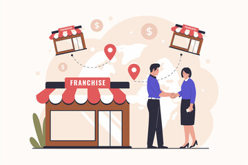 Franchise network business model concept