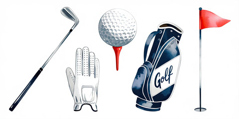 Golfing Equipment Club Ball Glove Bag Flag