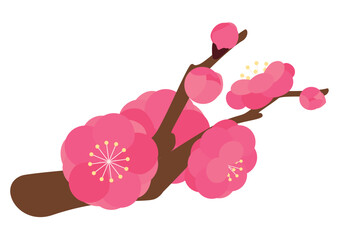 梅の花（一枝デフォルメ）のベクターイラスト
