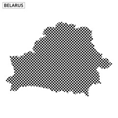 Map outline of Belarus created with dotted pattern showcasing geographical features