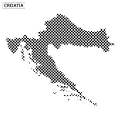 Obraz premium Croatia outlined in a dotted pattern over a light abstract background