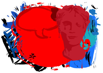 Head Statue Graffiti tag. Abstract modern street art decoration performed in urban painting style.