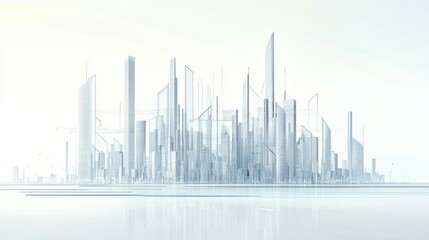 Fototapeta premium AI future city on a light background, vector presentation design