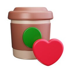 Cup Love 3d Render Icons