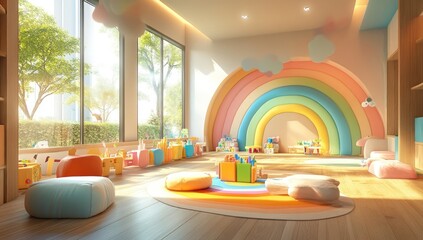 Fototapeta premium Playful Rainbow Room: A Colorful and Imaginative Play Space