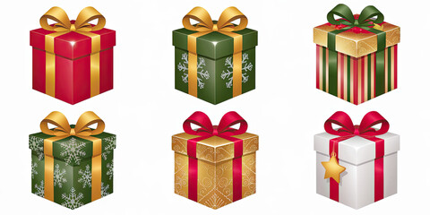 Festive Christmas Gift Boxes Red Green Gold Wrapping