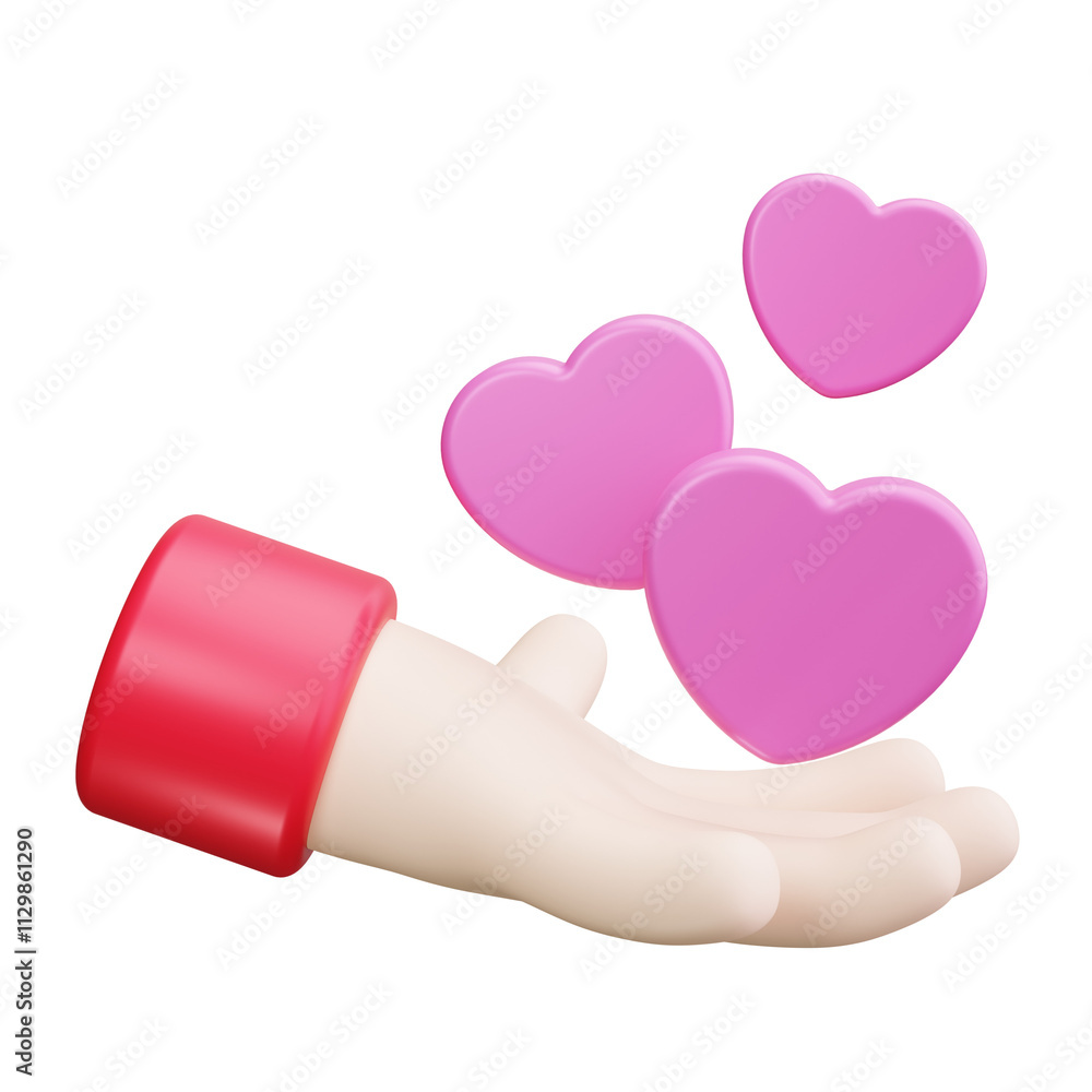 Poster Heart Hand 3d Render Icons